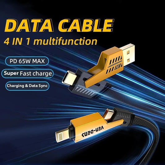 4 in 1 Car Charging Cable for Ultimate On-the-Go Power Solutions