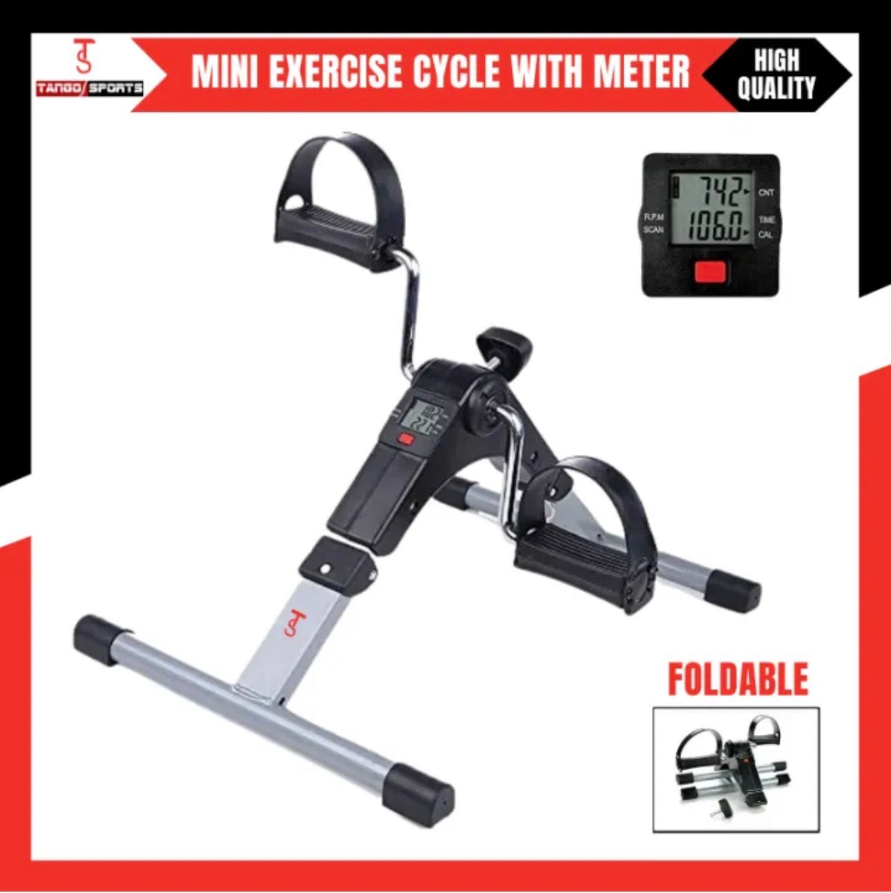 Mini Portable Exercise Pedal Home Exerciser Bike Best Arm Leg Peddler Machine Mini Spinning Bicycle Led Screen Display Sport Gym Equipment, Foldable