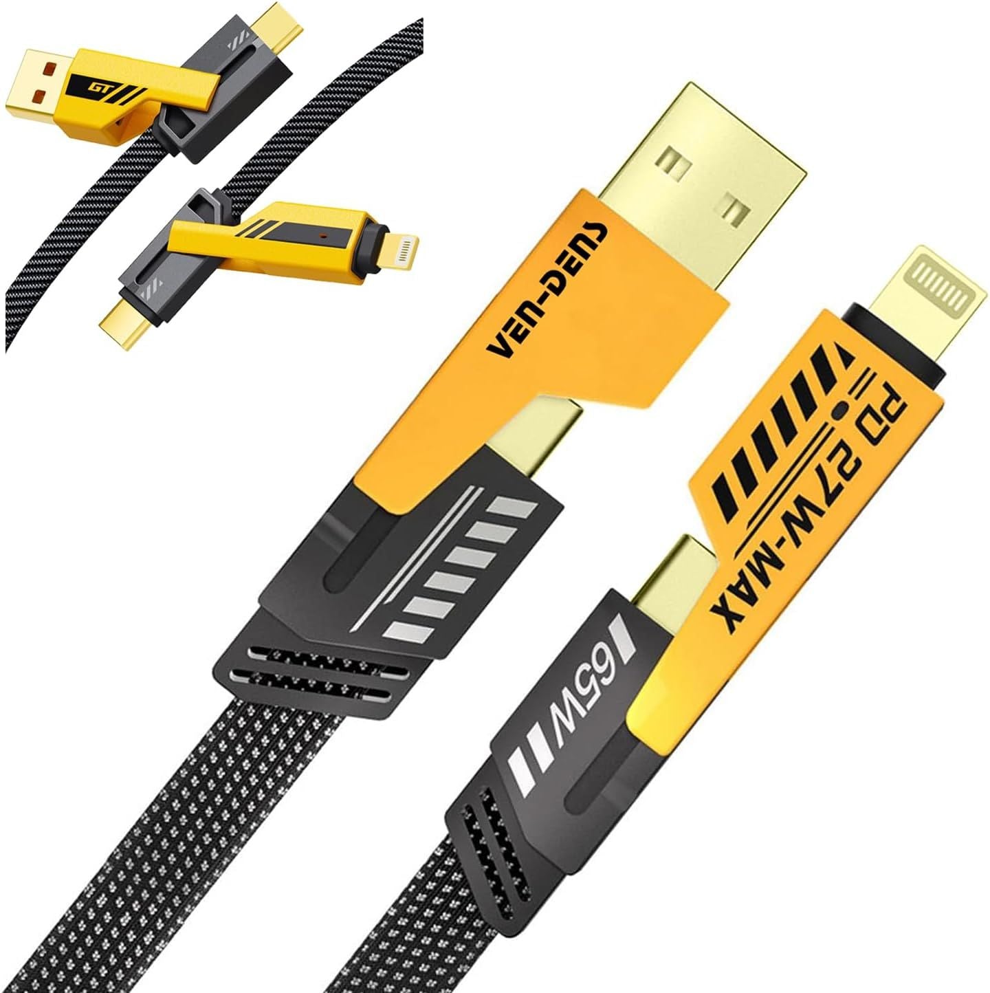 4 in 1 Car Charging Cable for Ultimate On-the-Go Power Solutions