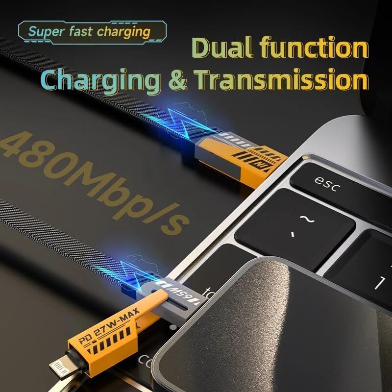 4 in 1 Car Charging Cable for Ultimate On-the-Go Power Solutions