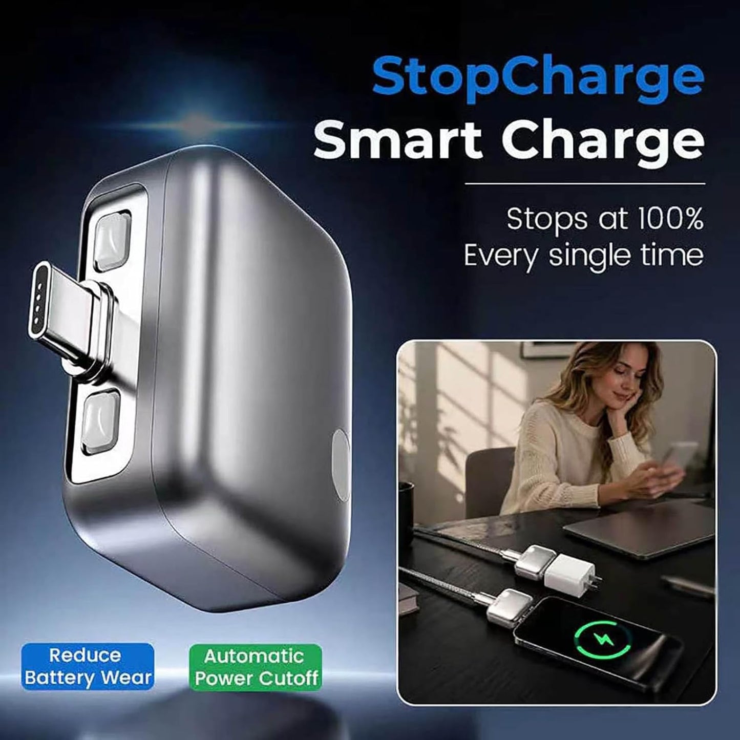 Kuwajia Smart Auto Stop Charging Adapter Type-C Up To 140W Overcharge Protection for Smartphones