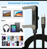240W Fast Charging Type-C Cable with Foldable Phone Holder | Magnetic Rotating Stand Cable | Durable Braided USB-C Charger